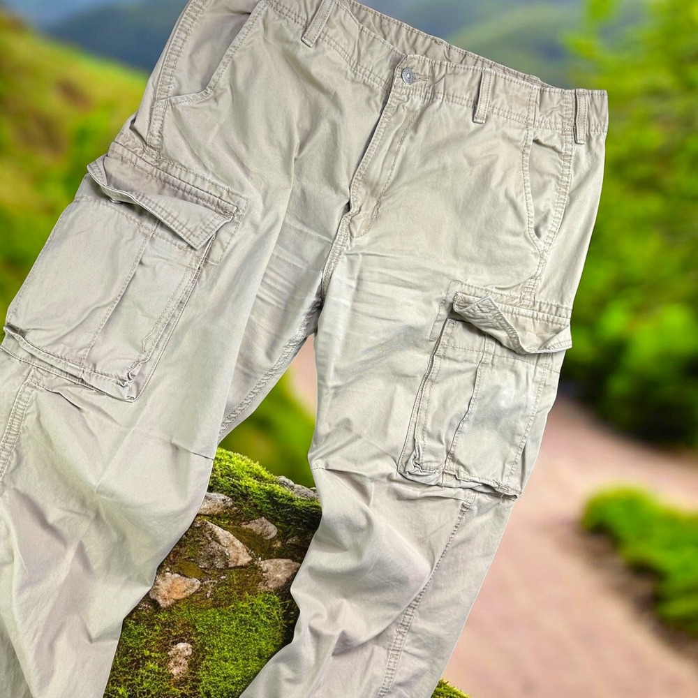 Levi's Cargo Pants Mens 34x34 Beige Loose Fit Cotton Utility Workwear Gorpcore